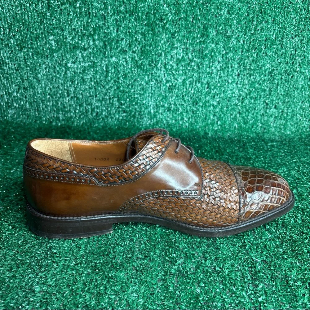 Garys International‎ Woven Leather Genuine Crocodile Shoes Sz 8.5 Made in Spain